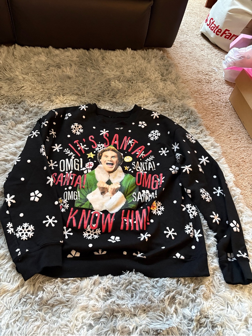 Elf “OMG! Santa! I Know Him!” Christmas Sweatshirt